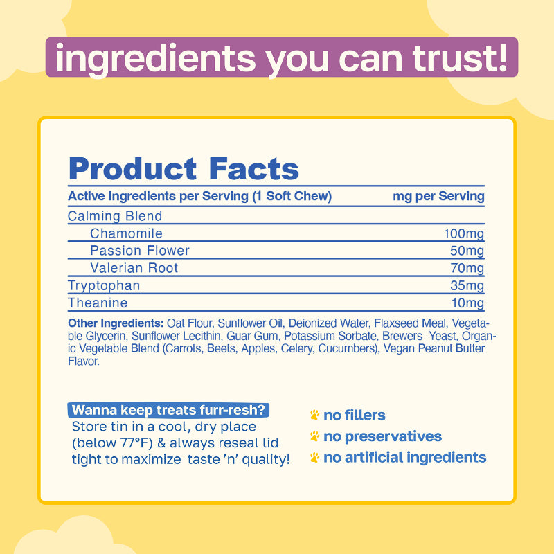 Calming Supplement for Dogs | With Chamomile and Theanine