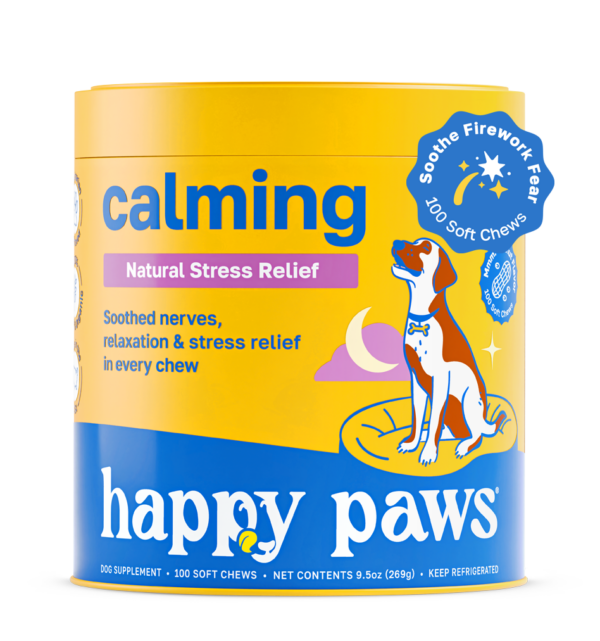 happy paws supplement dog calming fireworks