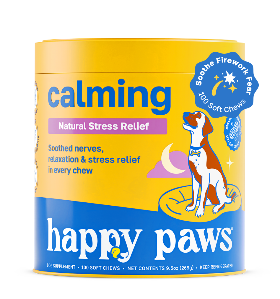 happy paws supplement dog calming fireworks